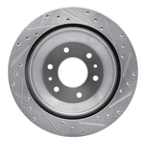 Buick Rainier Brake Rotor (1) - Rear Left - R1 Concepts - Drilled & Slotted - Silver - `02-`09
